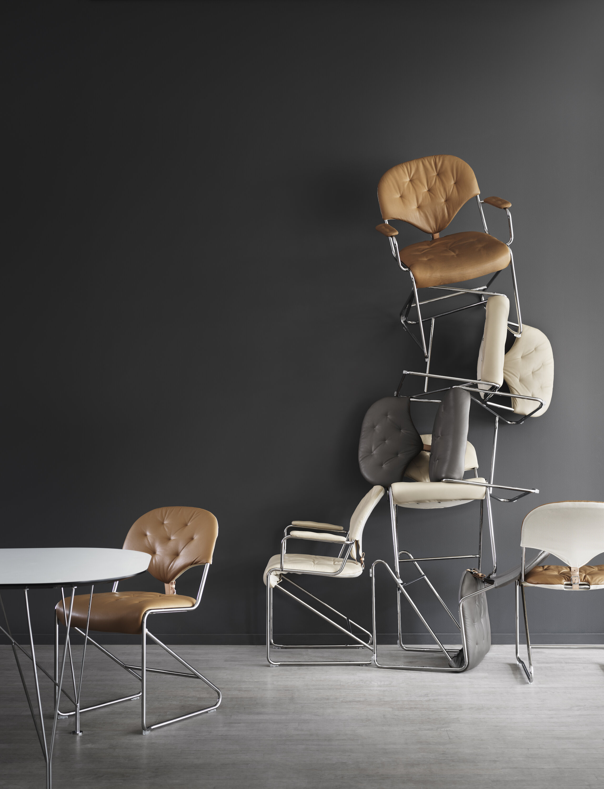 Sam armchair chrome naturale camel